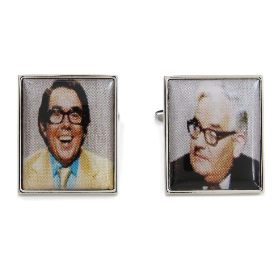 Two Ronnies Portrait Cufflinks - Leonard Silver - pair shown front on