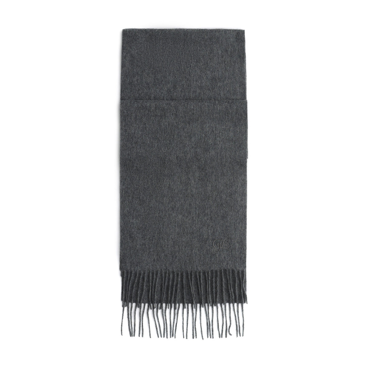 Unisex Cashmere Wool Scarf in Charcoal, folded flat lay