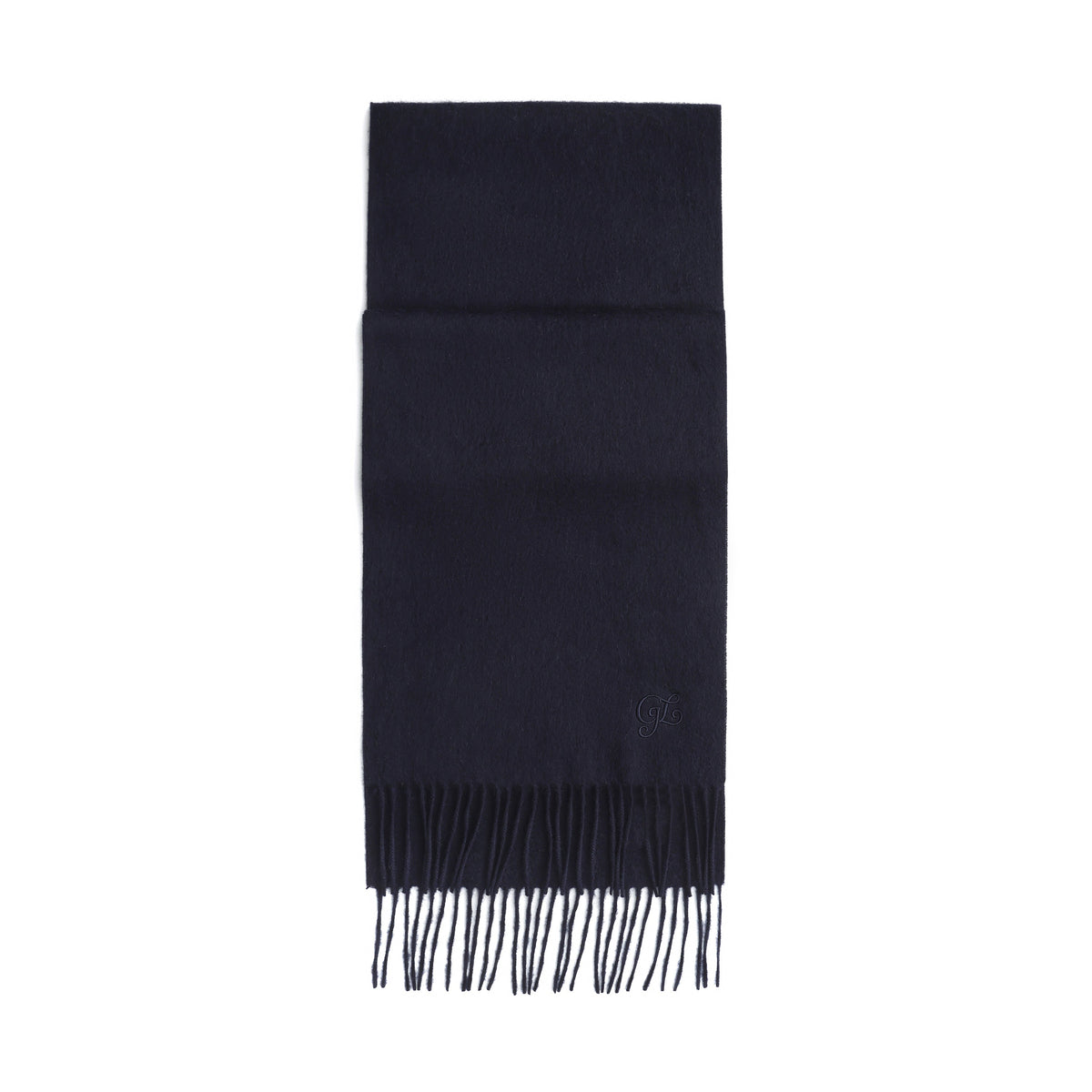 Unisex Cashmere Wool Scarf in Navy, folded flat lay