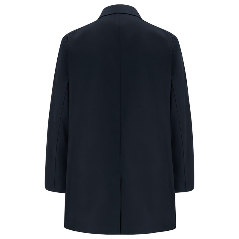 Back of the Carver lightweight raincoat in Navy, flat lay