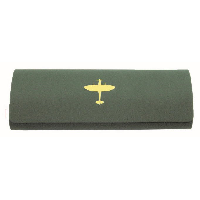 Green Spitfire Glasses Case And Cloth - Leonard Silver - closed, front