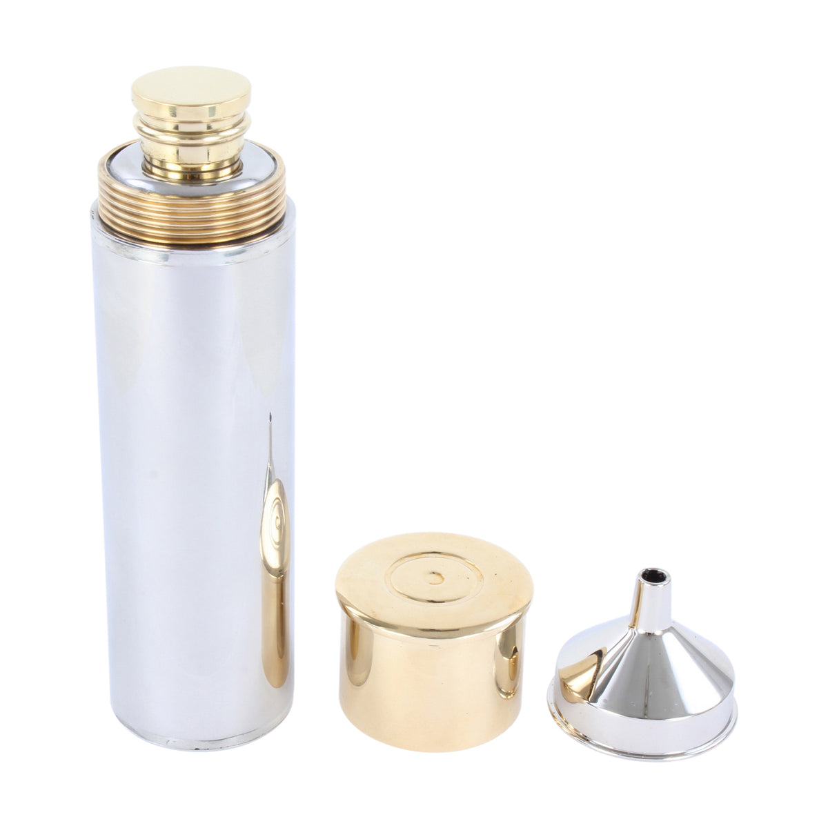 Shotgun Cartridge Hip Flask, 3oz Stainless Steel - Leonard Silver - flask, cap and funnel