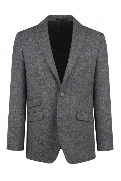 Hunter Grey Plain Weave Tweed Jacket