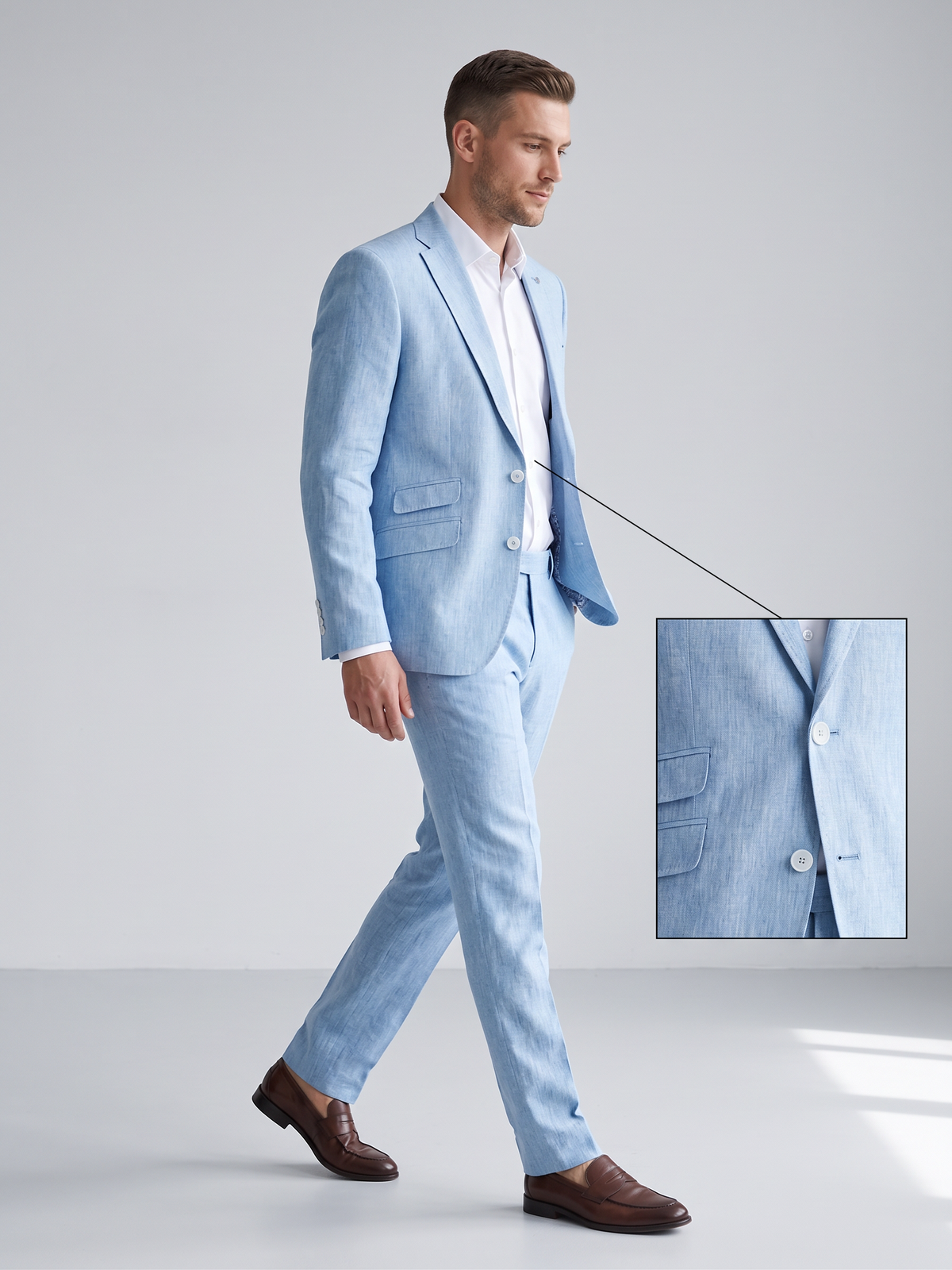 Pure Linen Sky Blue Blazer