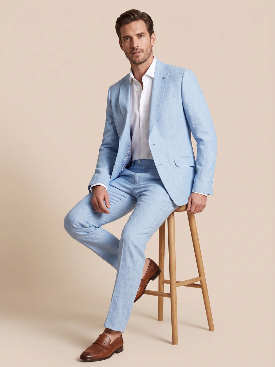 Pure Linen Sky Blue Blazer