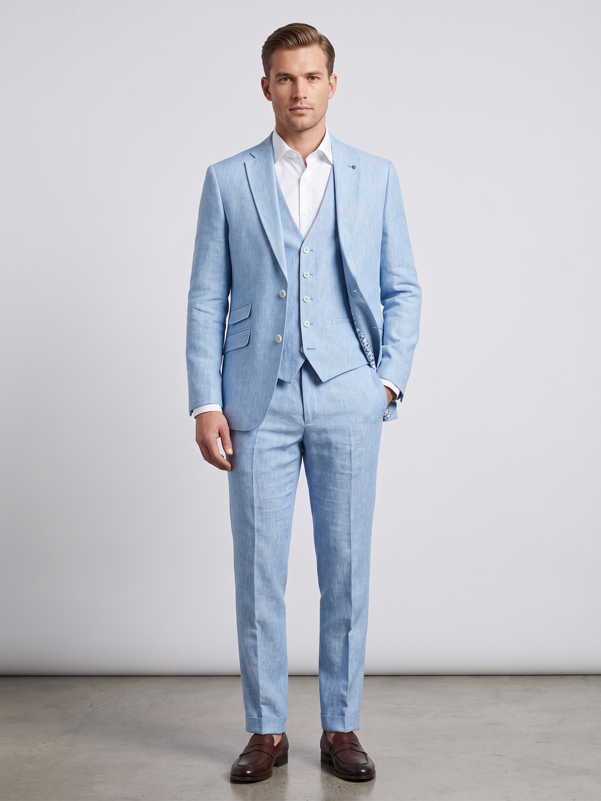 Pure Linen Sky Blue Blazer