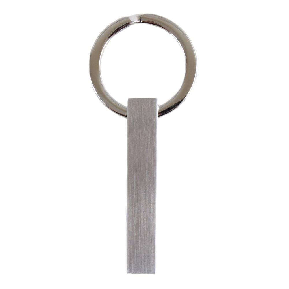 Brushed Stainless Steel Bar Key Ring - Leonard Silver - bar and split ring
