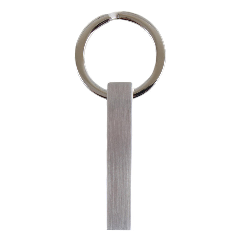 Brushed Stainless Steel Bar Key Ring - Leonard Silver - bar and split ring