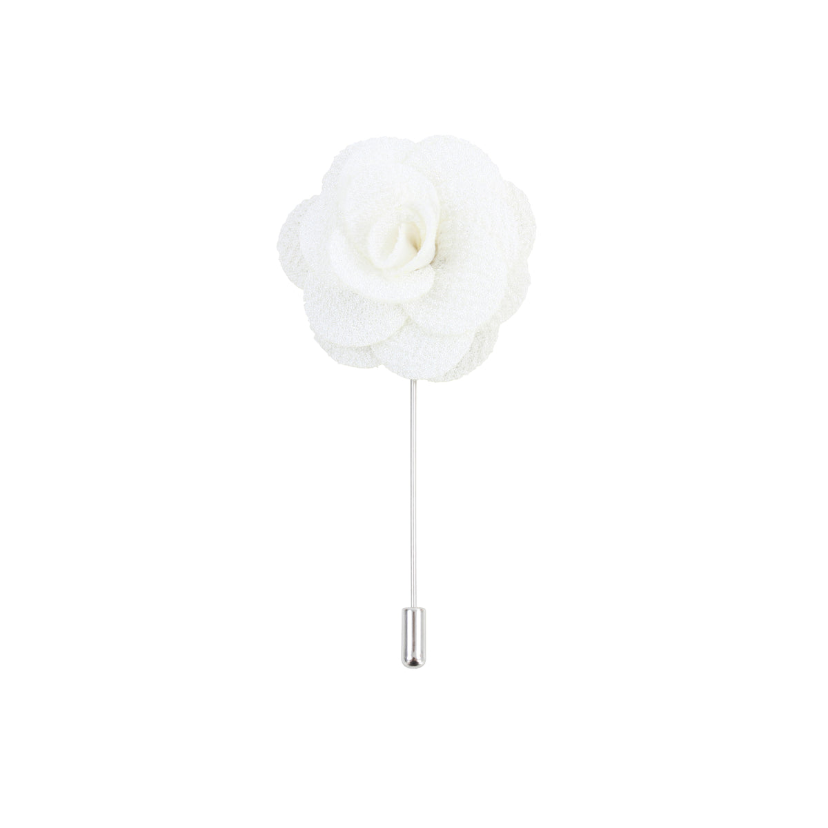 Ivory Flower Lapel Pin - Leonard Silver - front view with stick pin
