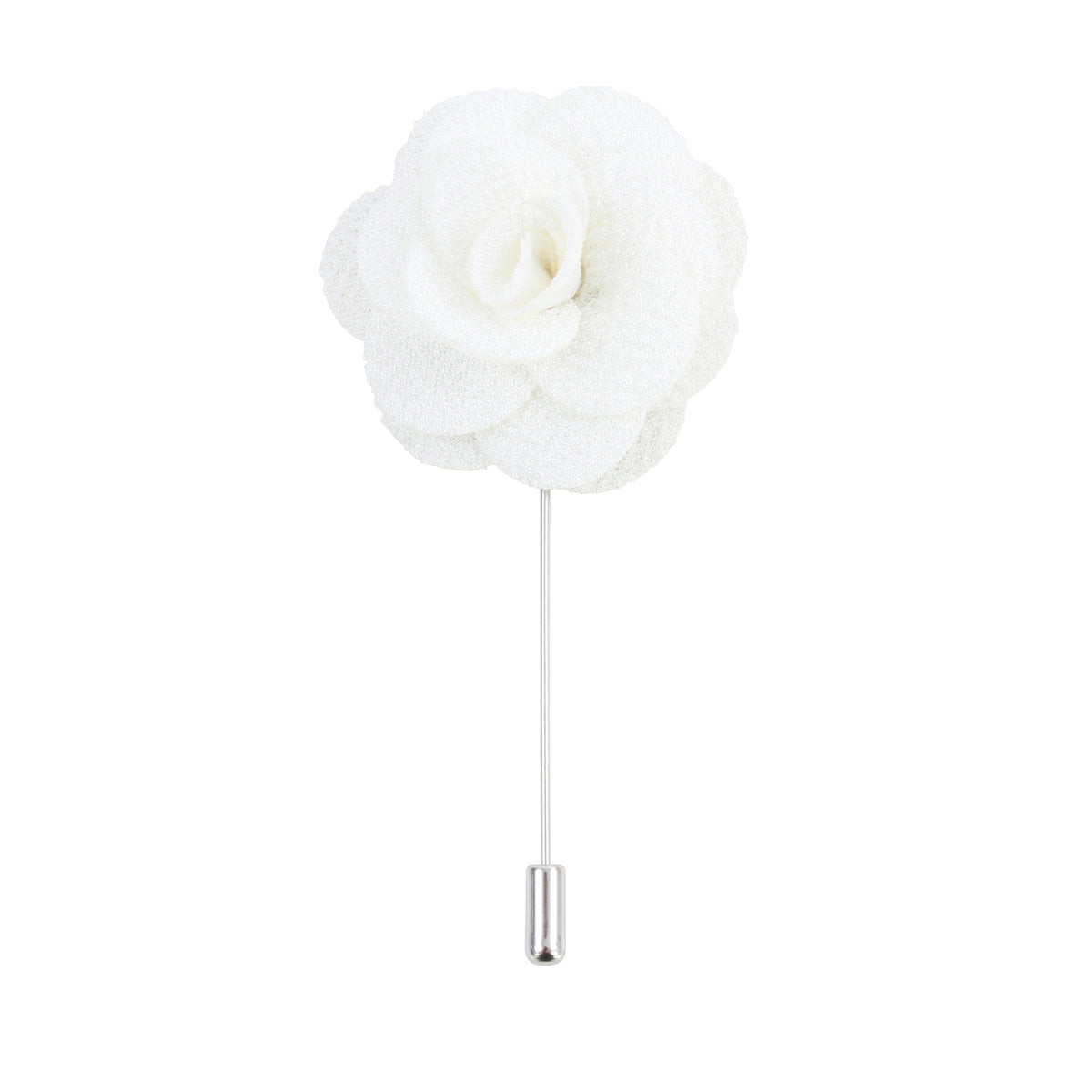 Ivory Flower Lapel Pin - Leonard Silver - detail of fabric petals
