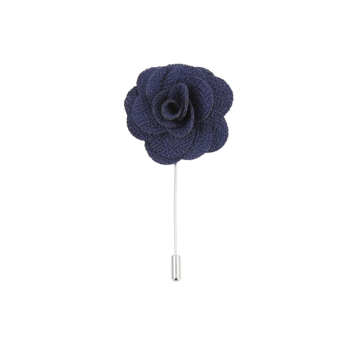 Navy Flower Lapel Pin - Leonard Silver - front