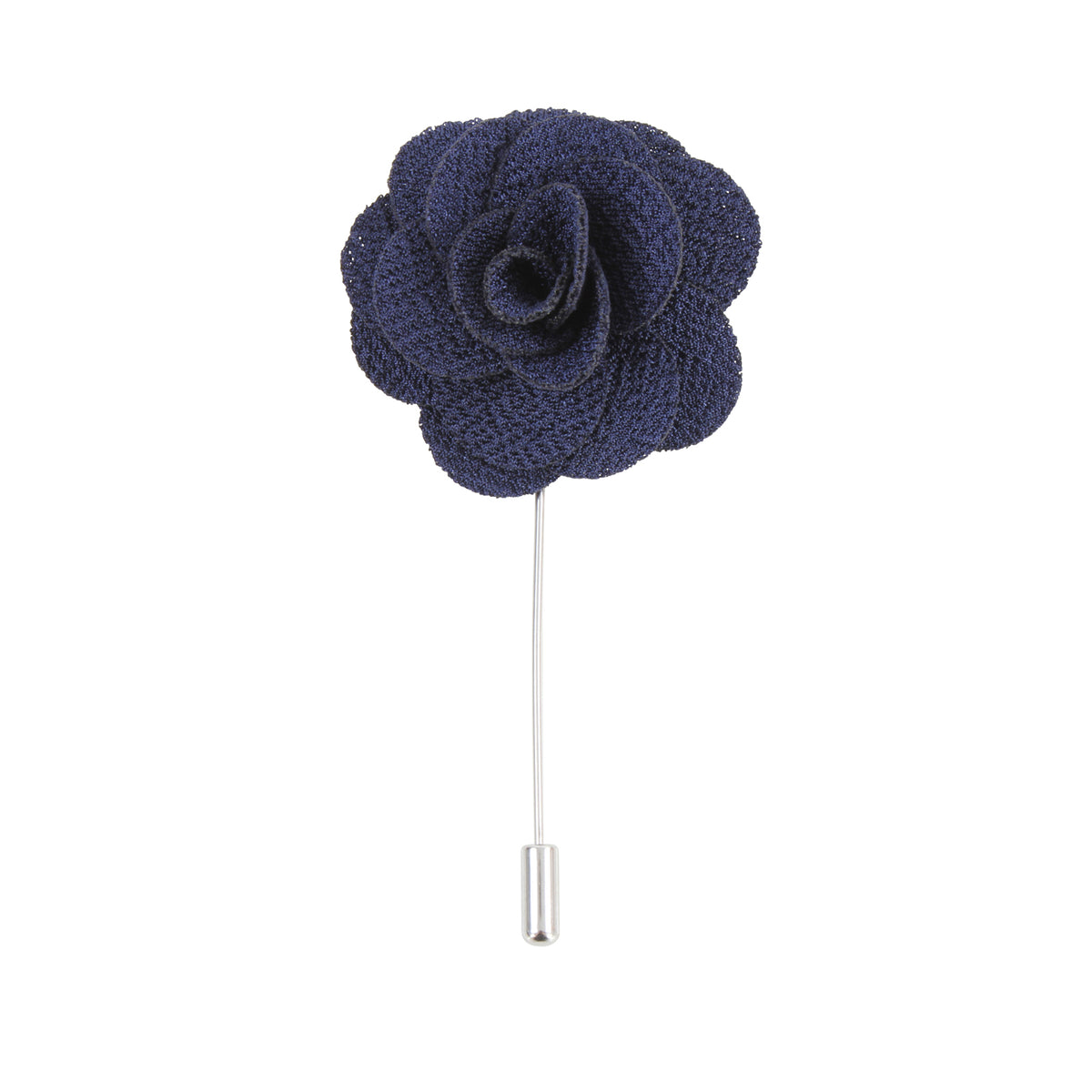 Navy Flower Lapel Pin - Leonard Silver - flower head and pin