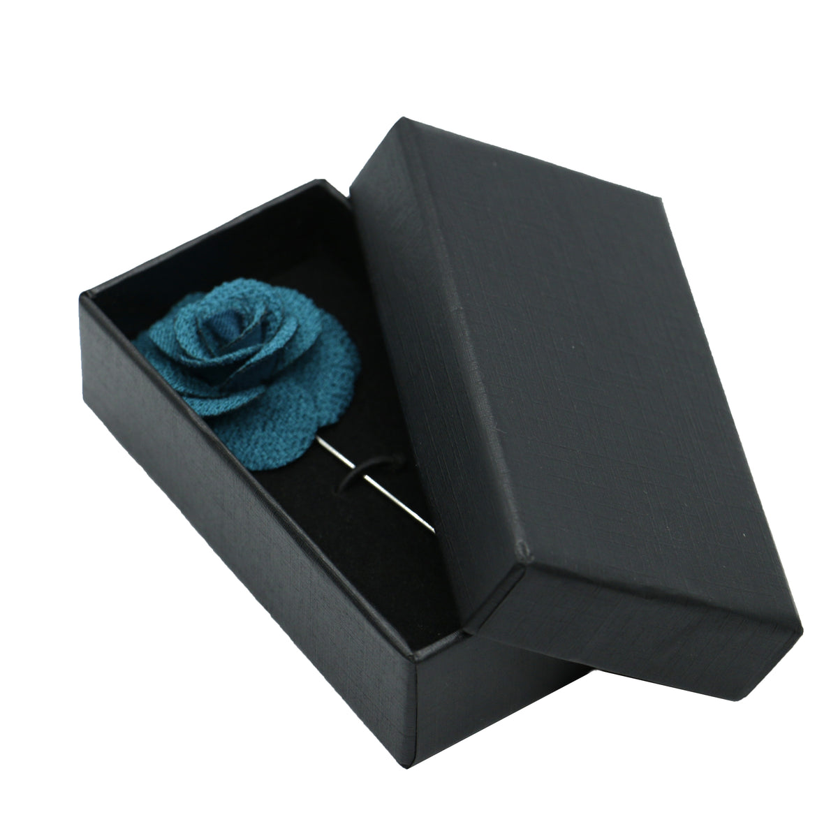 Teal Blue Flower Lapel Pin - Leonard Silver - in gift box