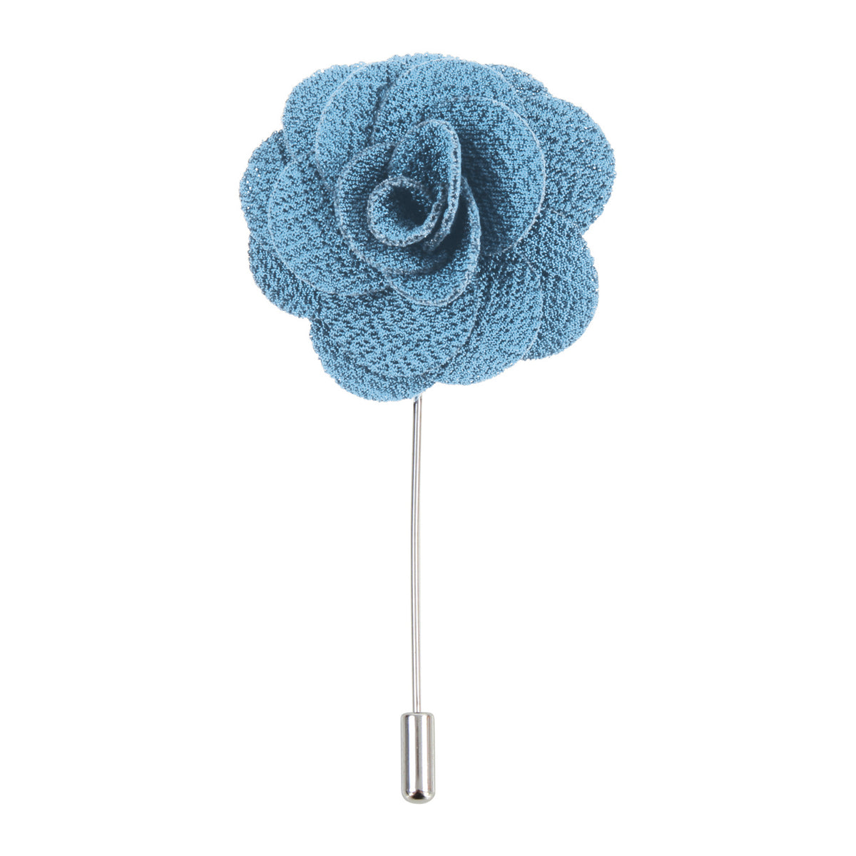 Teal Blue Flower Lapel Pin - Leonard Silver - full length