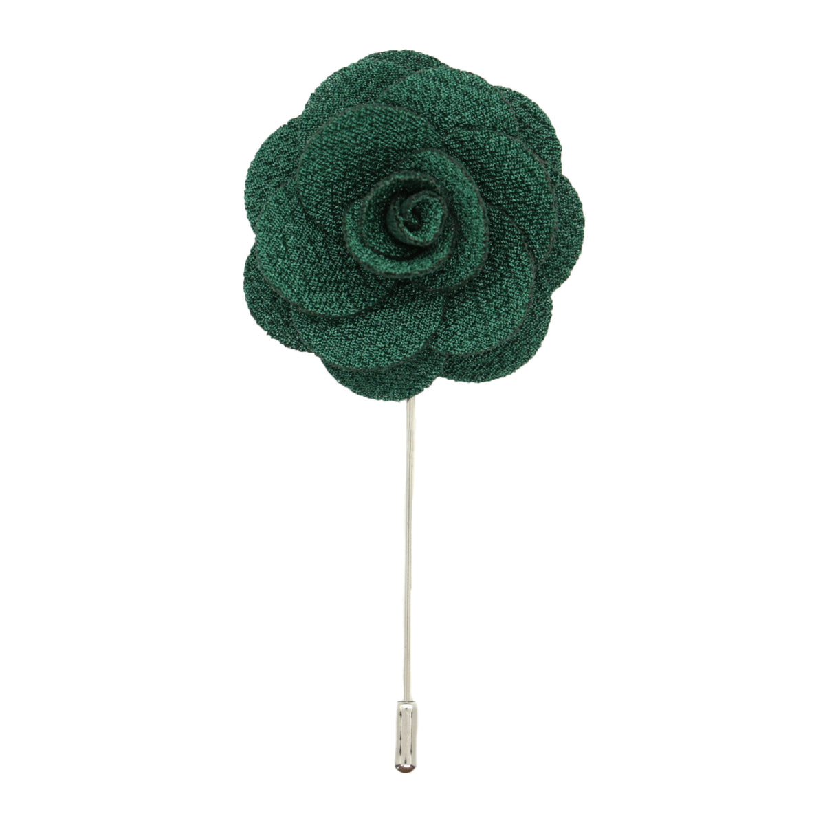 Green Flower Lapel Pin - Leonard Silver - front view with stick pin