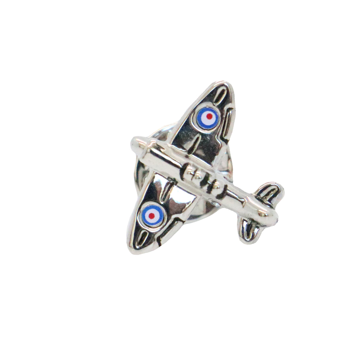 Spitfire Lapel Pin With Roundels - Leonard Silver - front view