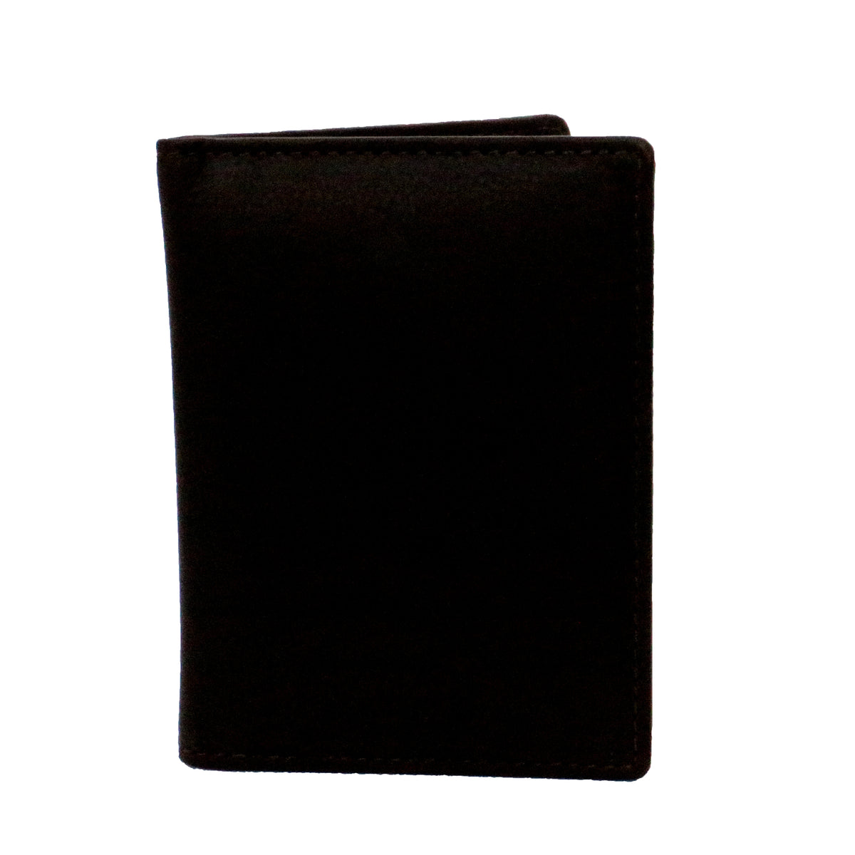 Black Leather RFID Double Credit Card Case - Leonard Silver - closed, front