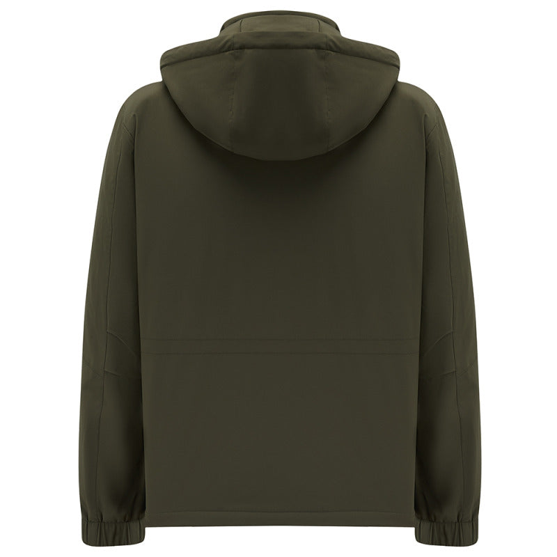 Leighton 3-in-1 padded parka in Green, back flat view with hood up