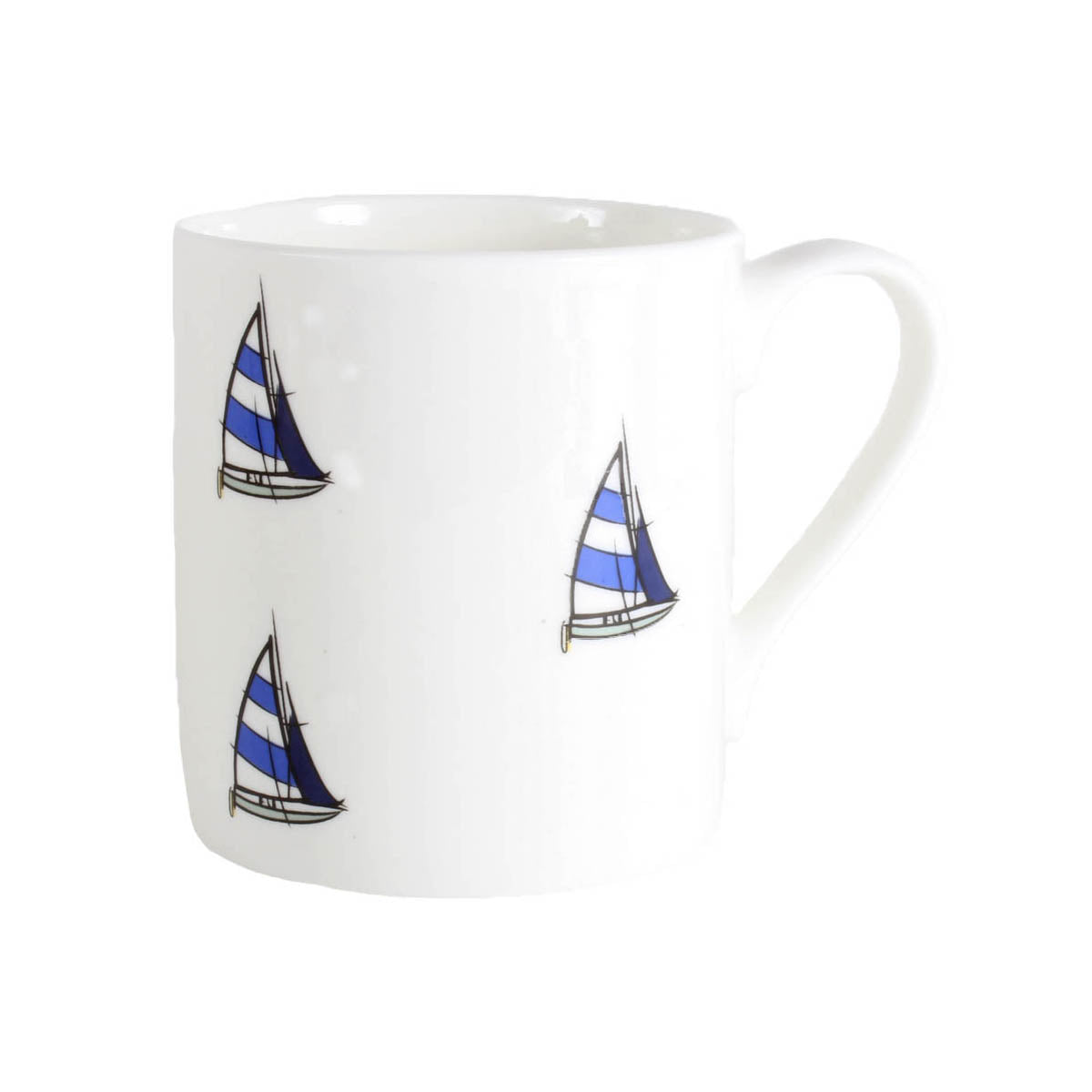 Yacht Illustration Fine Bone China Mug - Leonard Silver - side view with handle right