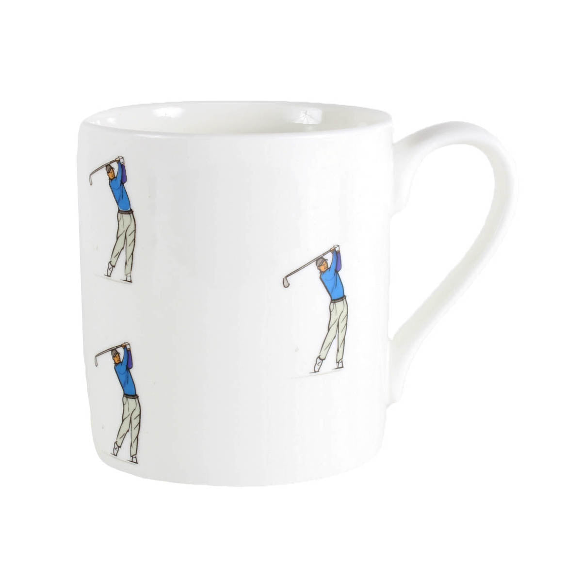 Golfer Fine Bone China Mug - Leonard Silver - side view with handle right