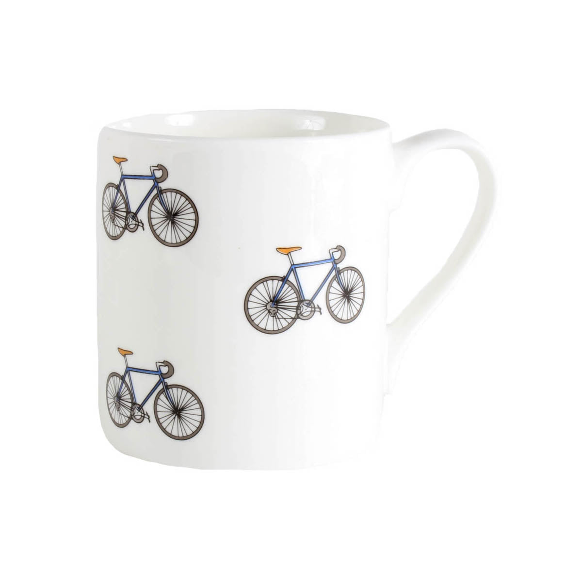 Bicycle Illustration Fine Bone China Mug - Leonard Silver - side view with handle right