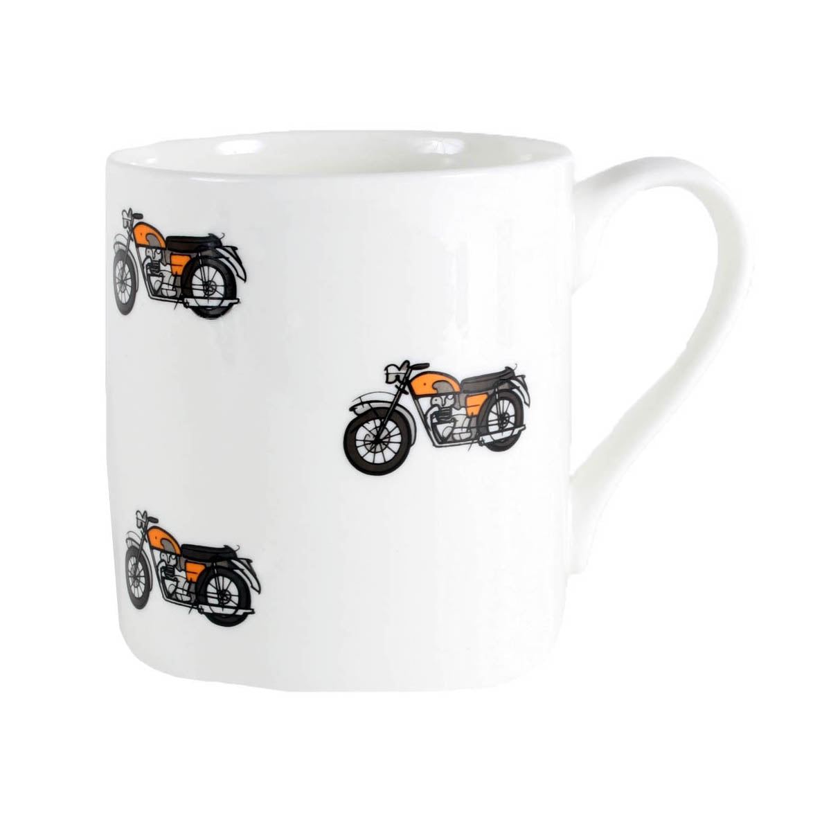 Motorbike Fine Bone China Mug - Leonard Silver - side view with handle right