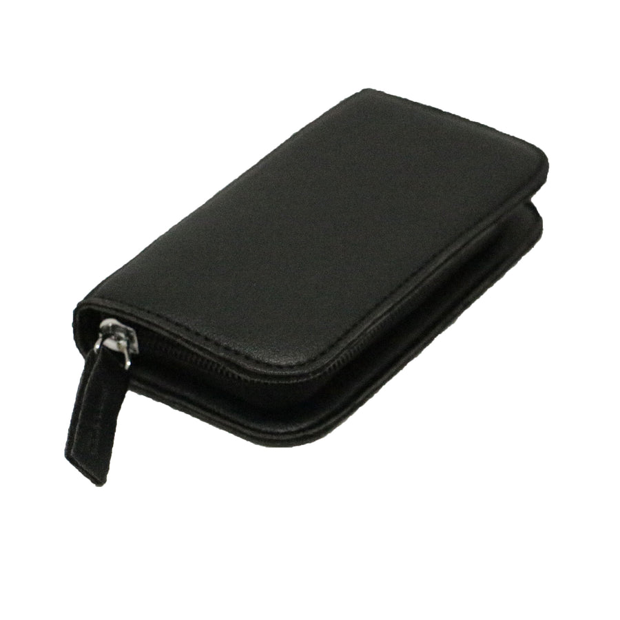 Black Zipped Manicure Set - 7 Piece - Leonard Silver - closed case