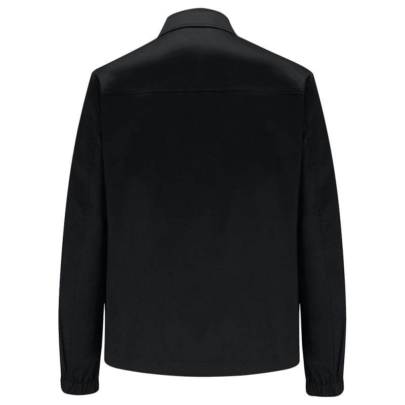 Back flat view of the Martello II Black Harrington jacket with elasticated cuffs