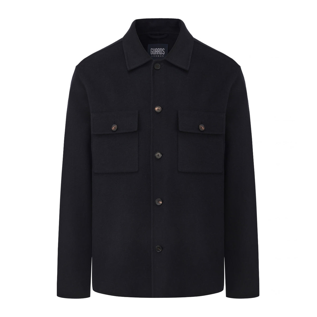Oliver blind-seam overshirt in Navy, front flat view