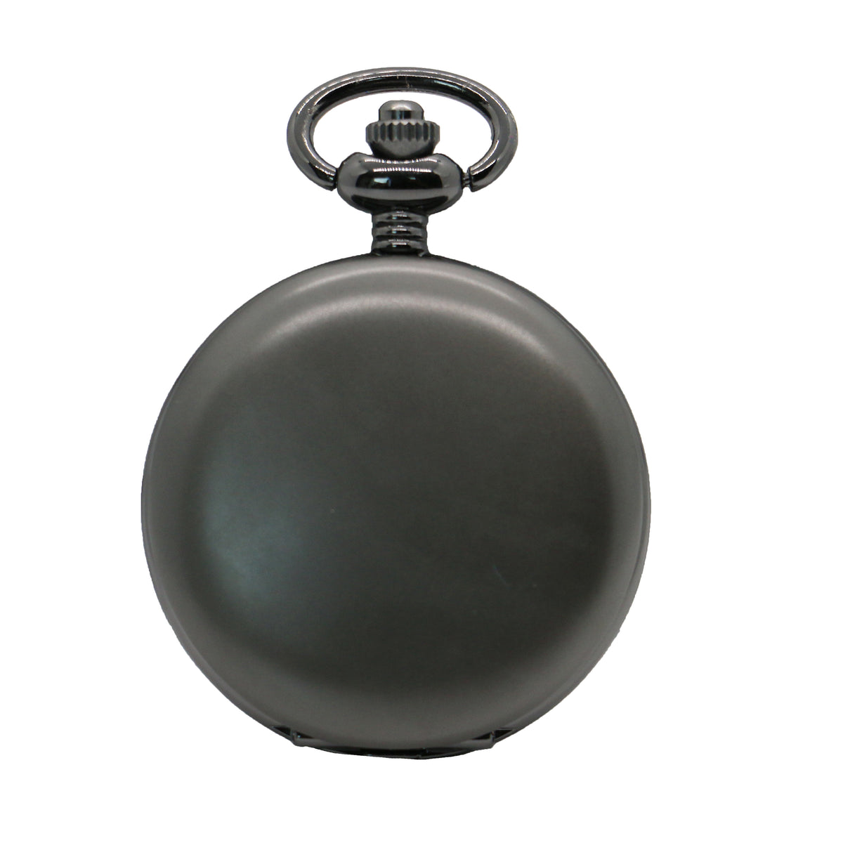 Gun Metal Full Hunter Quartz Pocket Watch - Leonard Silver - closed case front