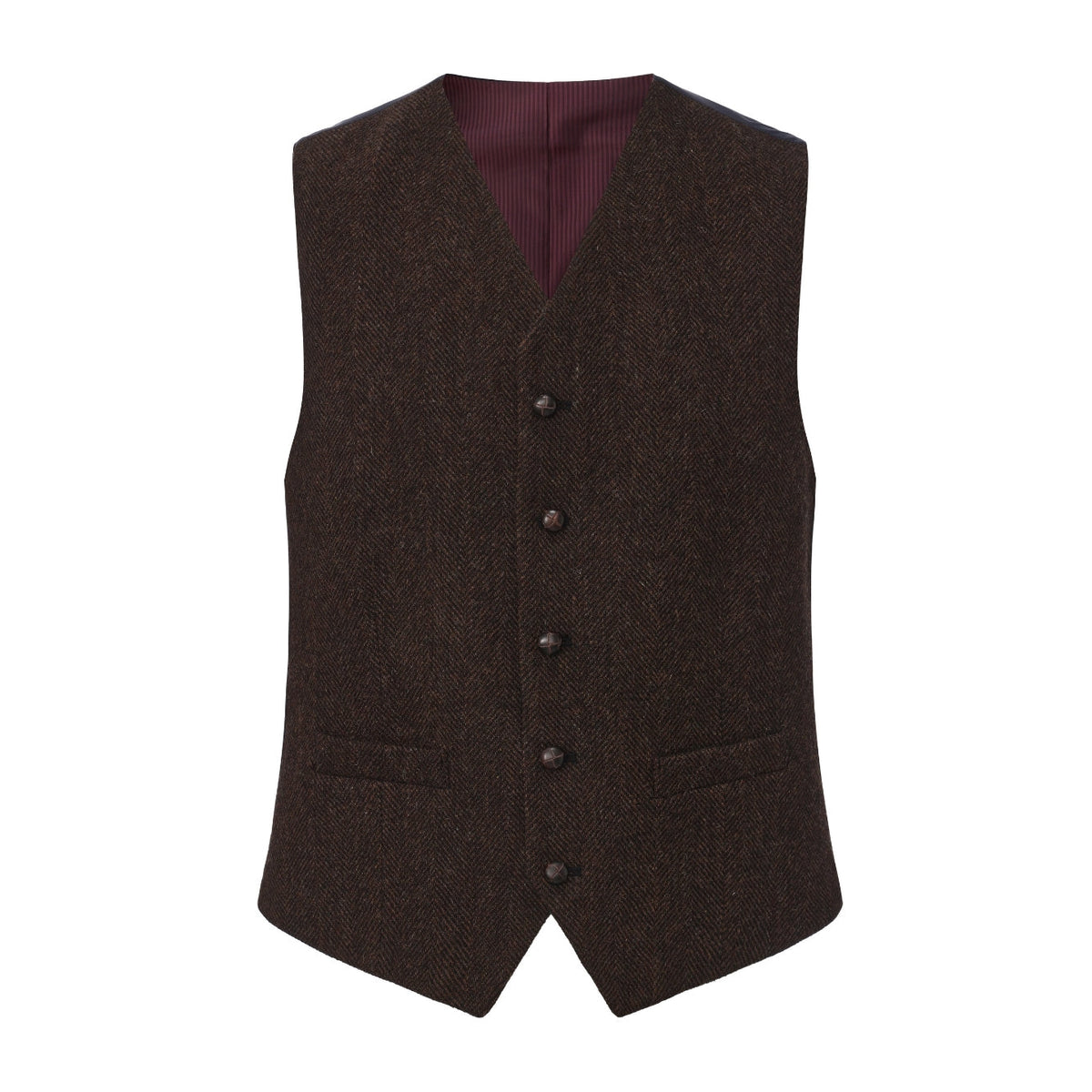 Robert tweed waistcoat in Brown, front flat view