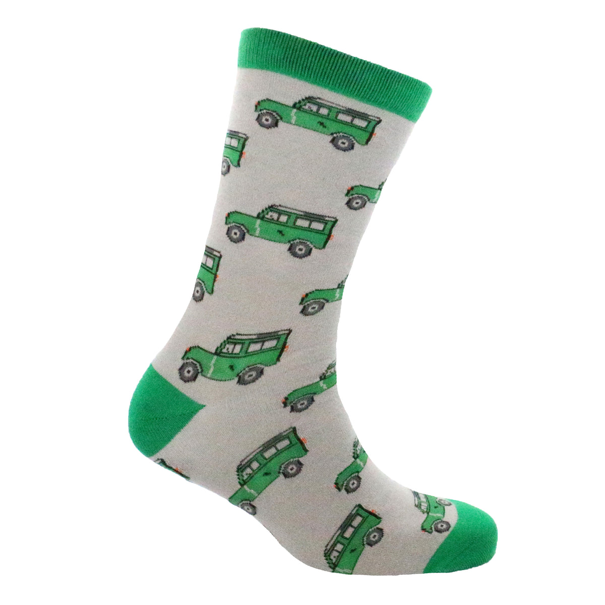 Green Off-Road Vehicle Socks in Combed Cotton - Leonard Silver - side view