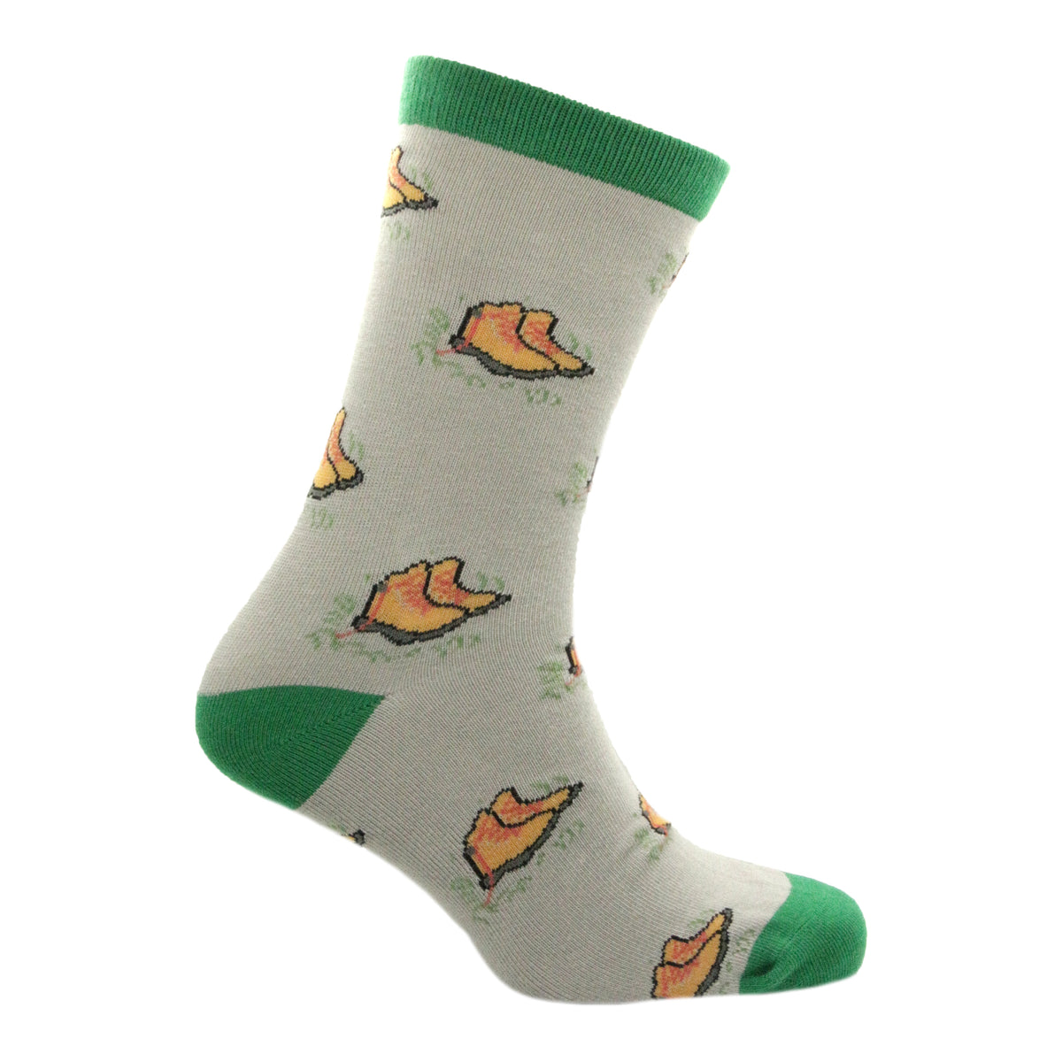 Grey & Green Walking Boots Cotton Socks - Leonard Silver - side view