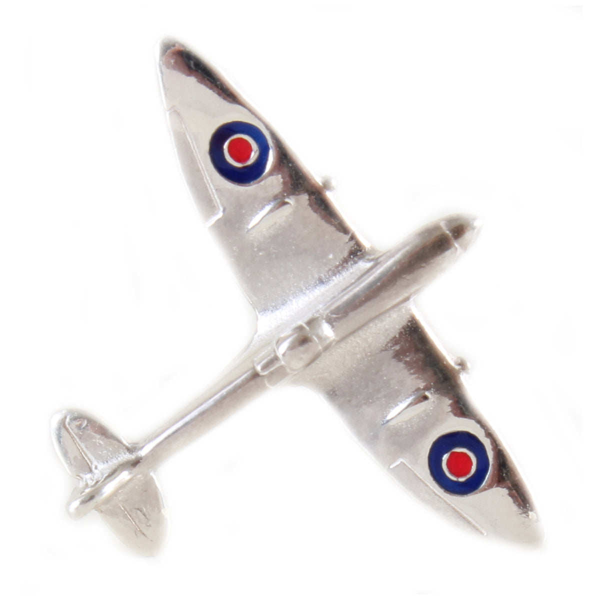 Sterling Silver Spitfire Tie Tac - Leonard Silver - detail of enamelled roundels