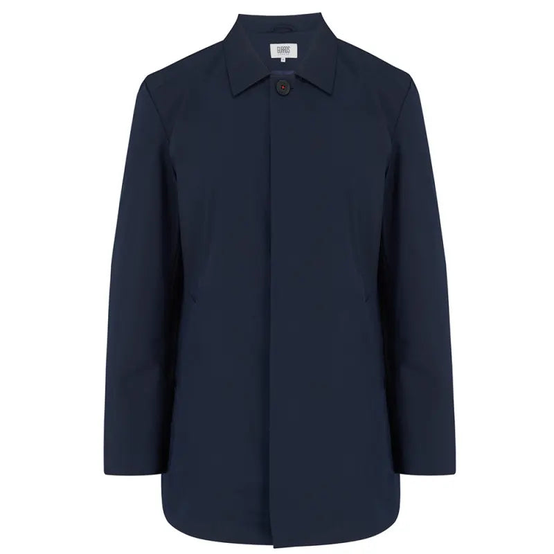Wentworth Travel Raincoat in Navy, front flat lay with concealed button front