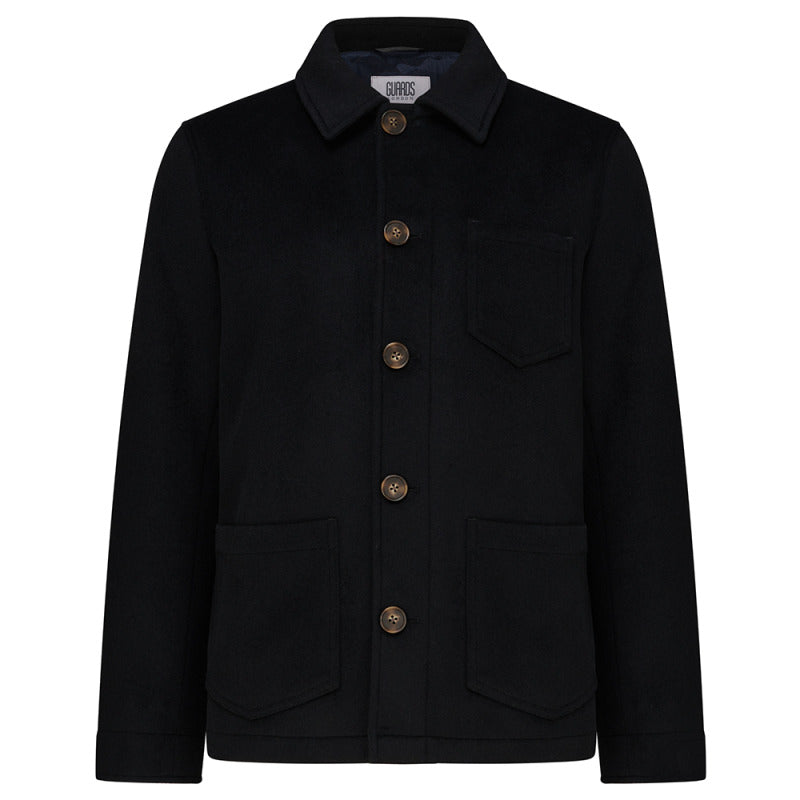Black Westgate Wool Overshirt, front flat lay
