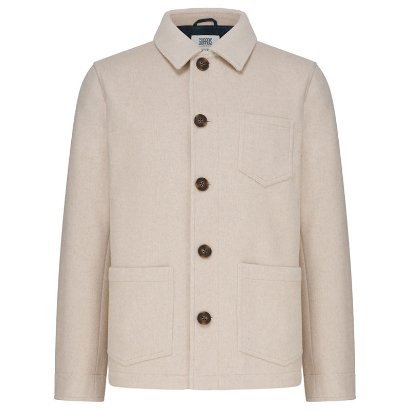 Ecru Westgate Wool Overshirt, front flat lay