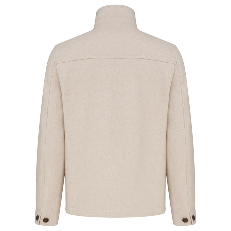 Ecru Westgate Wool Overshirt, back flat lay with yoke seam