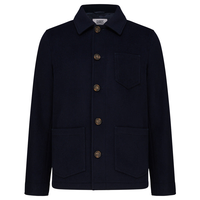 Westgate Wool Overshirt in Navy, front flat lay