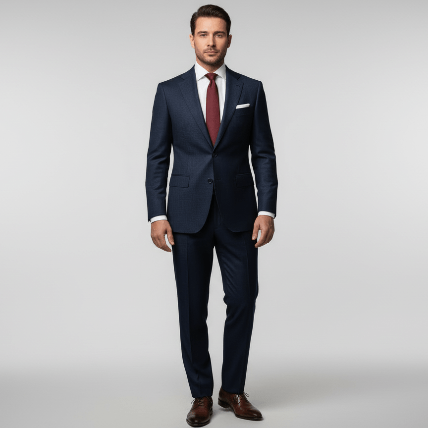 Alfred Brown Navy Flannel 2 Piece Suit - Torre Suits