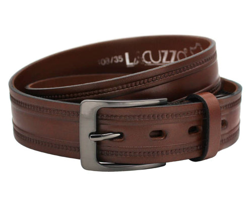 Beaded Leather Belt Brown - Lacuzzo