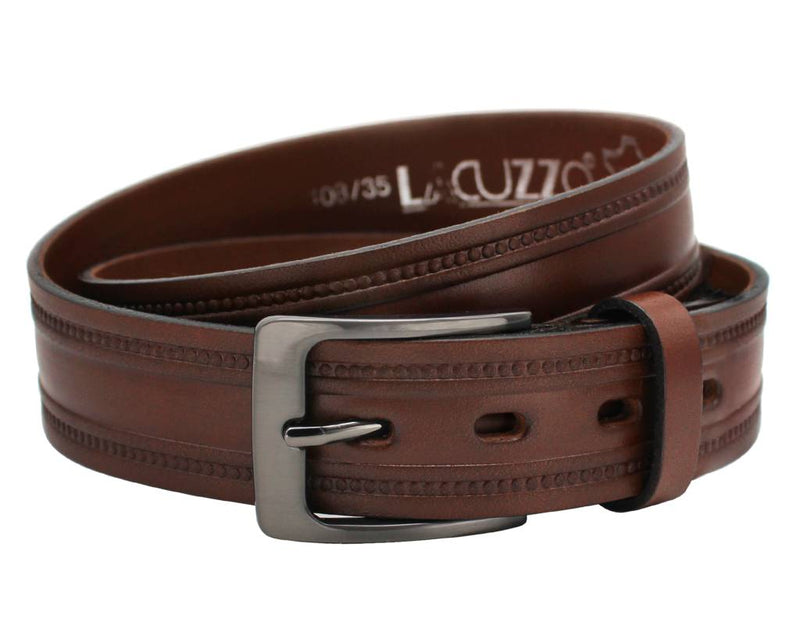 Beaded Leather Belt Brown - Lacuzzo