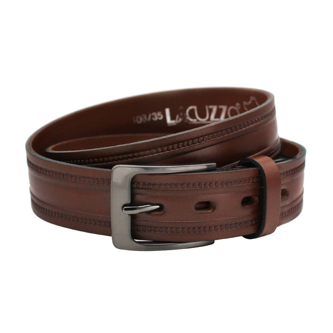 Beaded Leather Belt Brown - Lacuzzo
