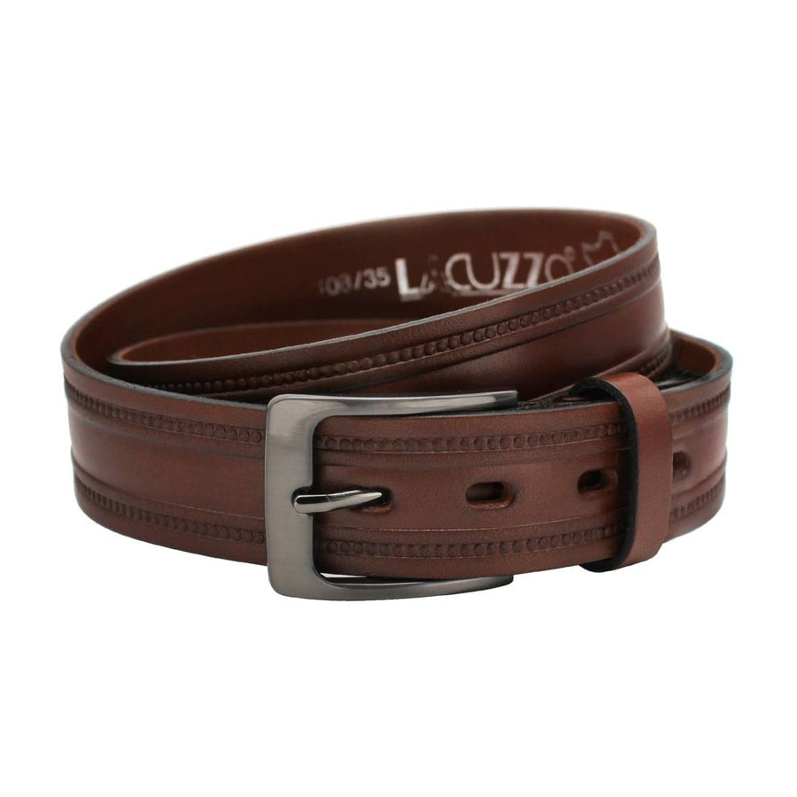 Beaded Leather Belt Brown - Lacuzzo