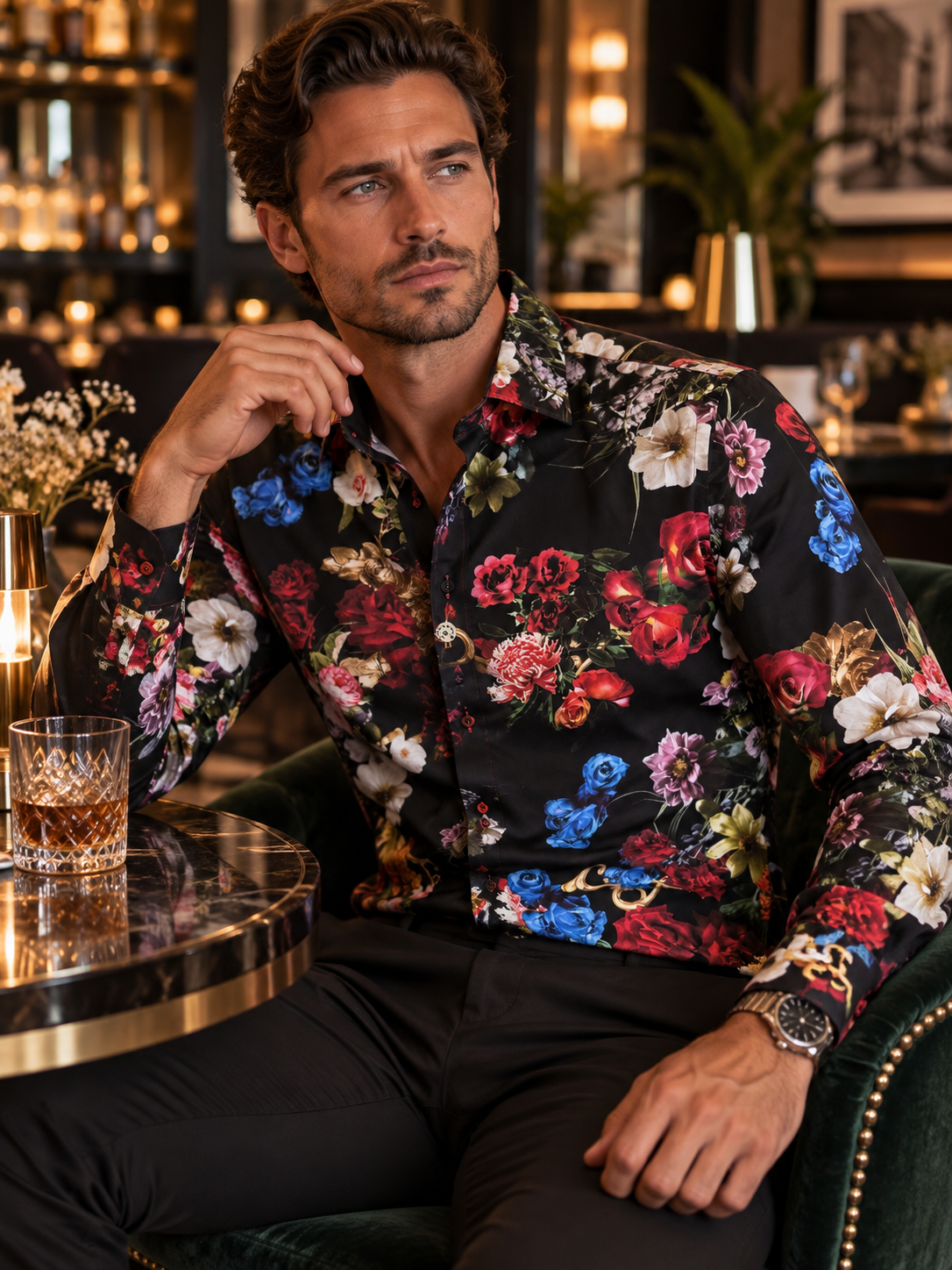 Black Floral Shirt
