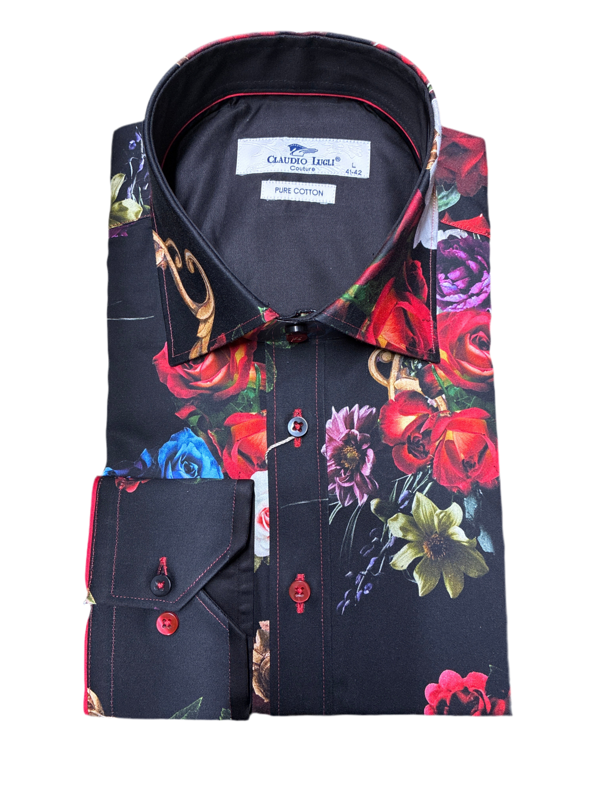 Black Floral Shirt - Claudio Lugli Shirts