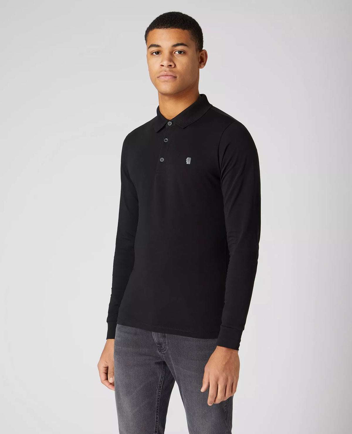 Long Sleeve Logo Polo Black