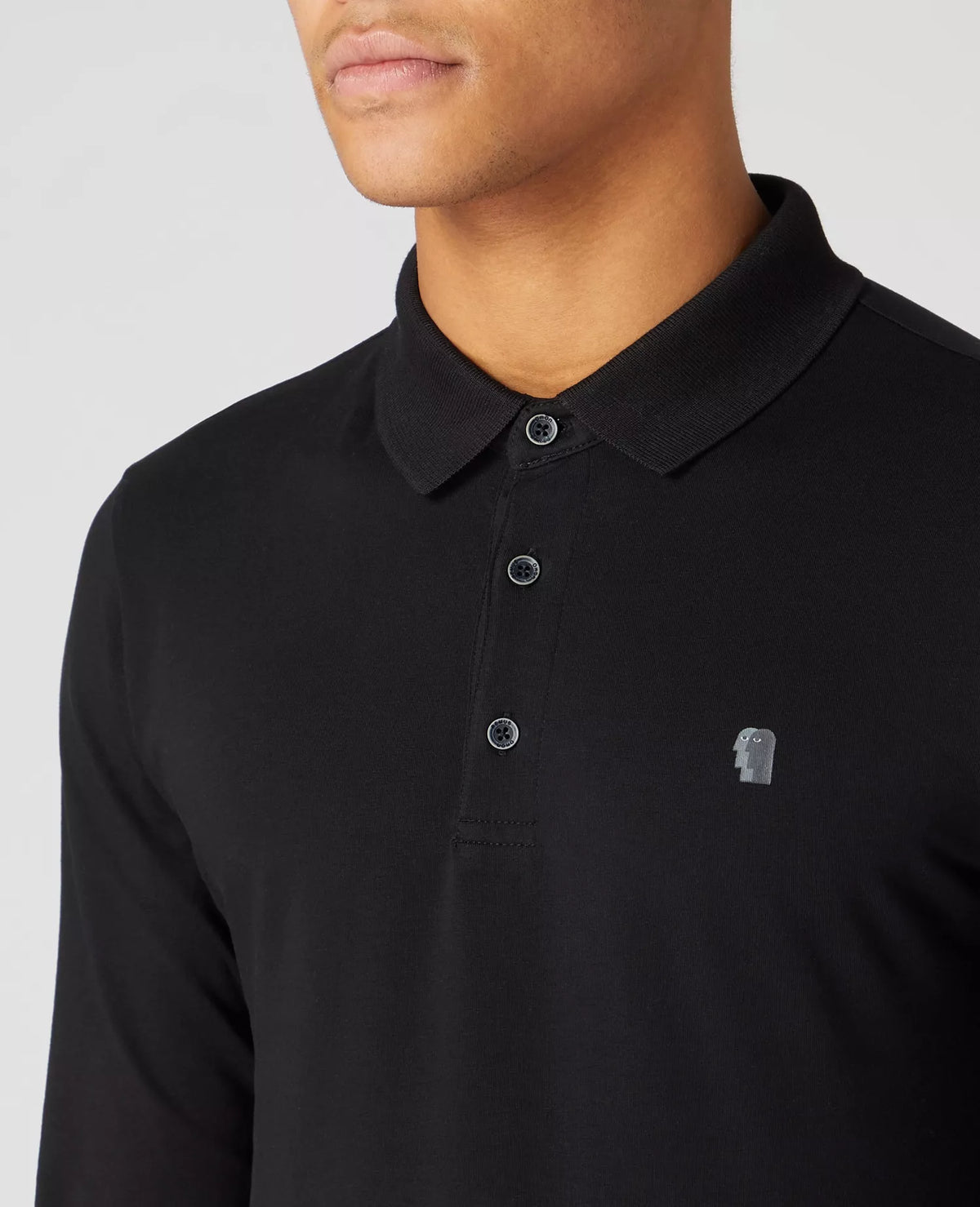 Long Sleeve Logo Polo Black
