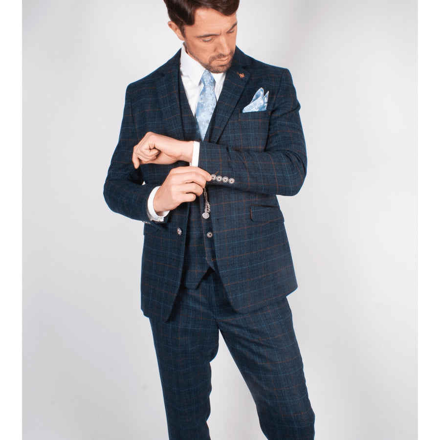 Blue Check Slim Fit Jacket - Leonard Silver