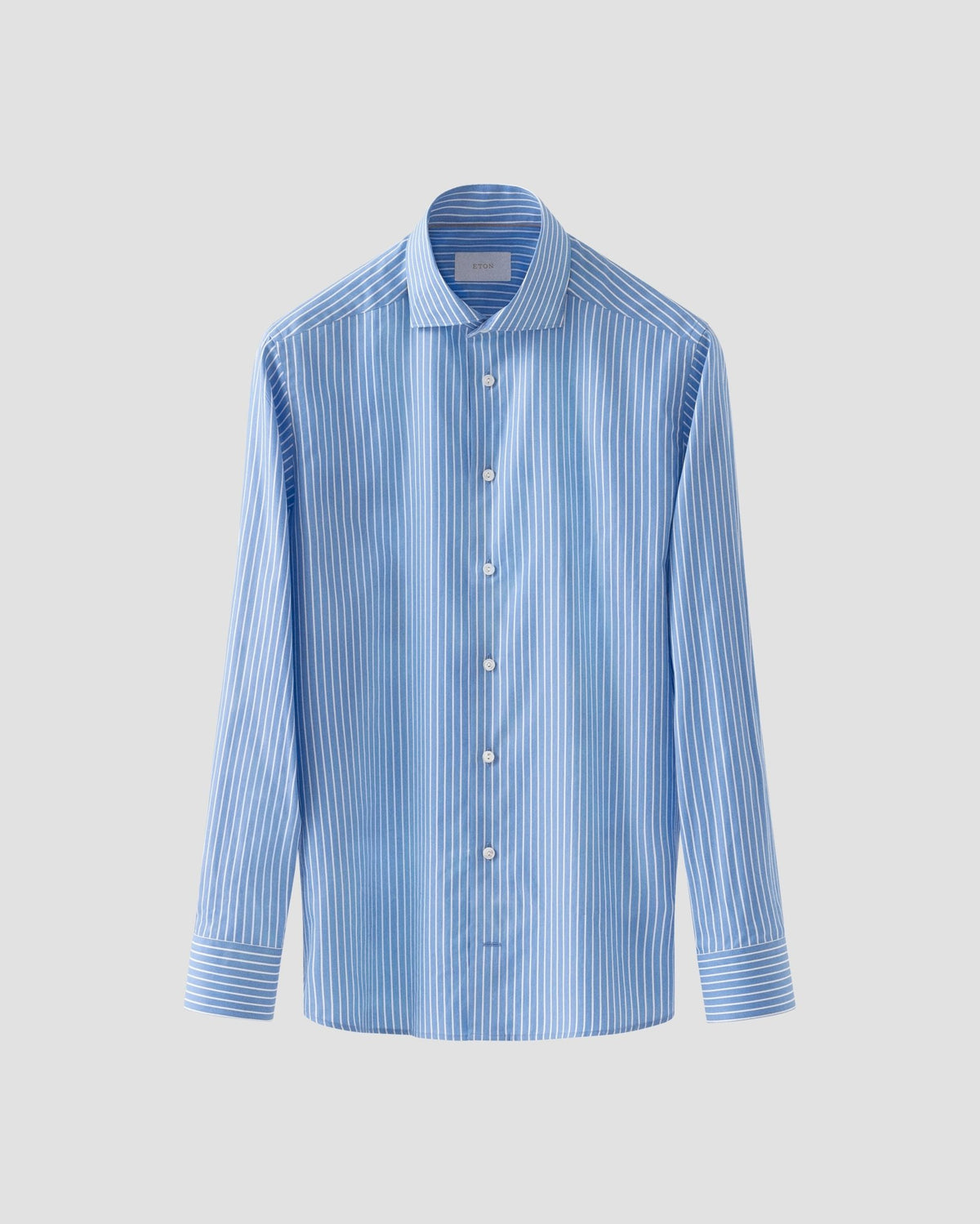 Blue Cotton & Silk Stripe Shirt - Eton Shirts Shirts